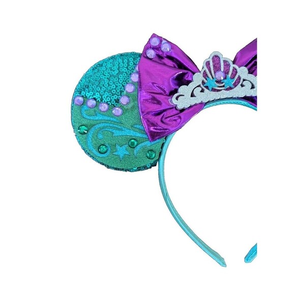 Disney Inspired ears headband Ariel Little Mermaid Sequin Headband Purple Teal - Picture 2 of 4